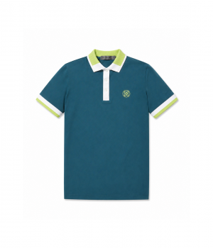 G/FORE 투톤-카라 피케 폴로 티셔츠 (그린/화이트)