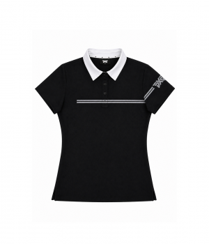 PXG 스트라이프 로고 반팔 티셔츠 (블랙)