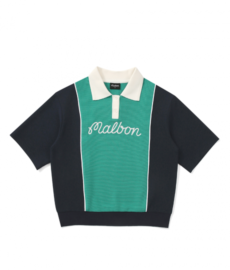MALBON 컬러 블럭 셔츠 (네이비)